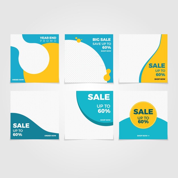 Promoción de venta de banner de conjunto de plantillas de publicación de redes sociales