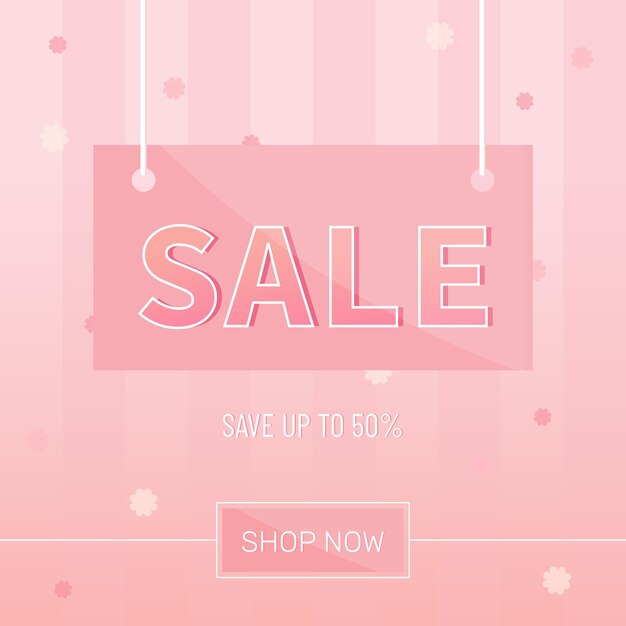 promoción de venta en color rosa pastel ilustración vectorial del tema