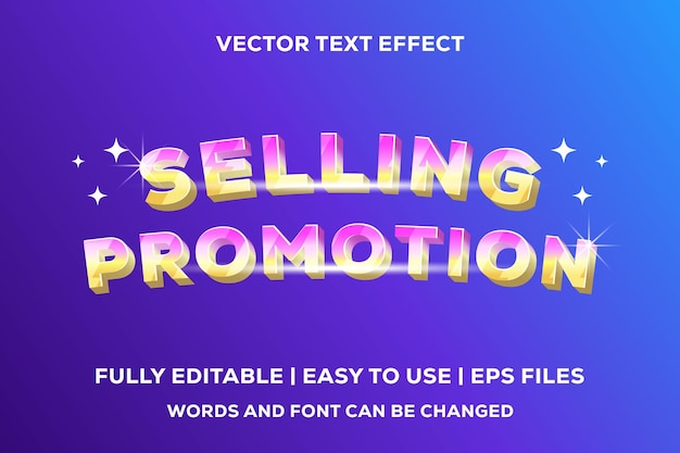 Promoción de venta de efecto de texto vectorial totalmente editable