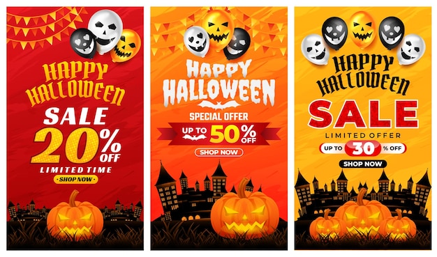 Promoción de venta de Halloween feliz fondo de halloween para promoción de negocios, pancarta, póster, alimentación