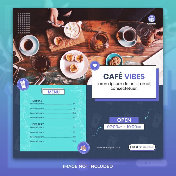 Promoción de la venta del menú de la cafetería en las redes sociales