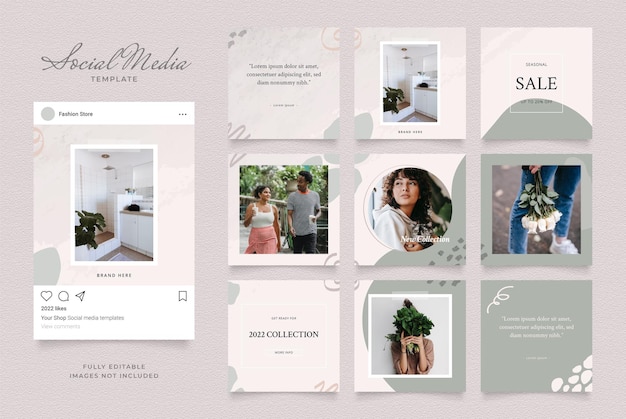 Promoción de venta de moda de blog de banner de plantilla de redes sociales.