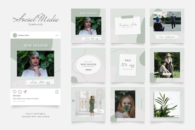 Promoción de venta de moda de blog de banner de plantilla de redes sociales