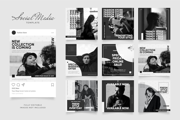 Promoción de venta de moda de blog de banner de plantilla de redes sociales.