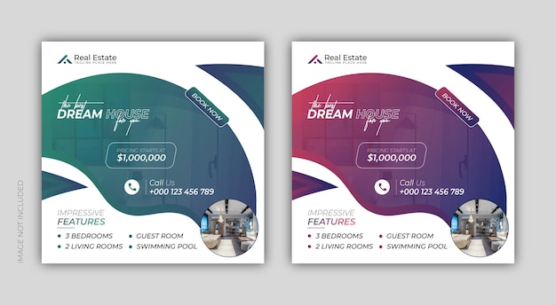 Promoción de venta de propiedades inmobiliarias publicación en redes sociales o diseño de volante cuadrado