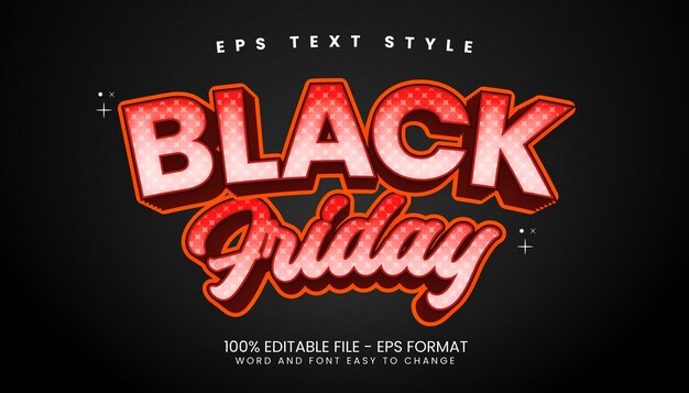 Promoción de venta de viernes negro efectos de texto editables en 3d