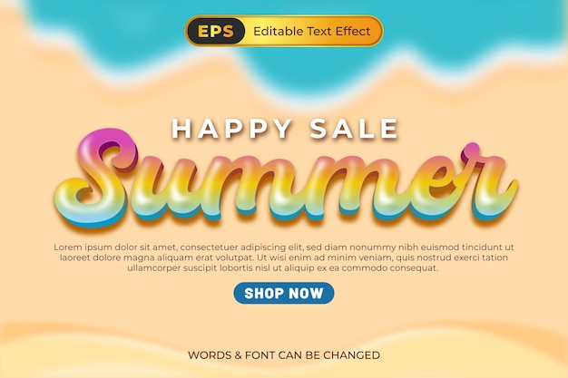 Promoción de ventas de verano con efecto de texto editable