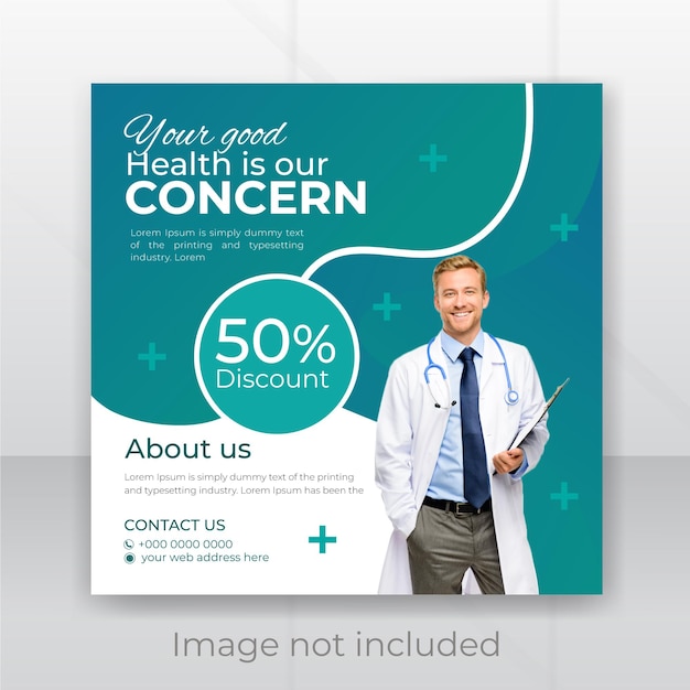 Vector promoción de volante de anuncios de publicación de banner de diseño de plantilla de redes sociales médicas