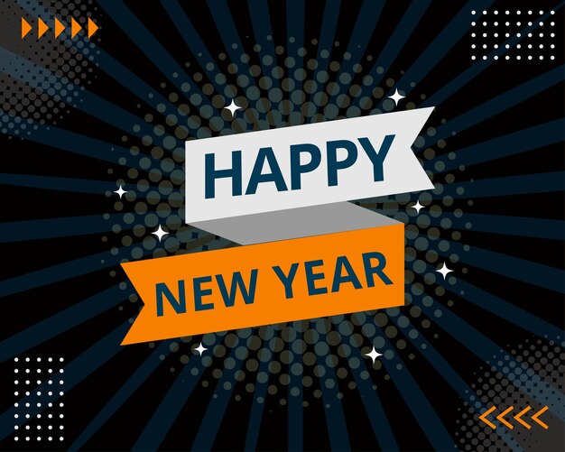 Promoción de volante de publicidad de banner de venta de plantilla de feliz año nuevo. vector de concepto de negocio