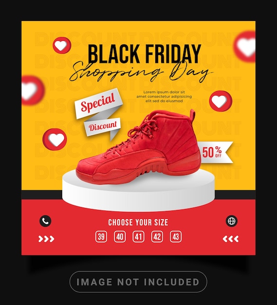 Salón de clases Ese Encantador Promoción de zapatos deportivos de black friday con adorno de amor  plantilla de banner de redes sociales de publicación de instagram | Vector  Premium