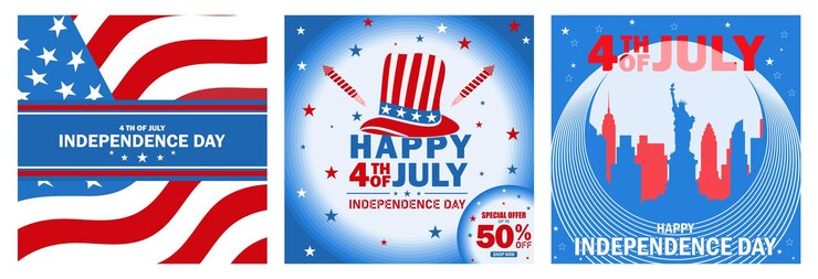 Vector promociones de compras en el día de la independencia de estados unidos el 4 de julio