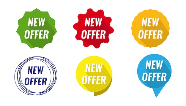Las promociones son coloridas, redondas, en forma de discurso, con descuento, con adhesivos promocionales.