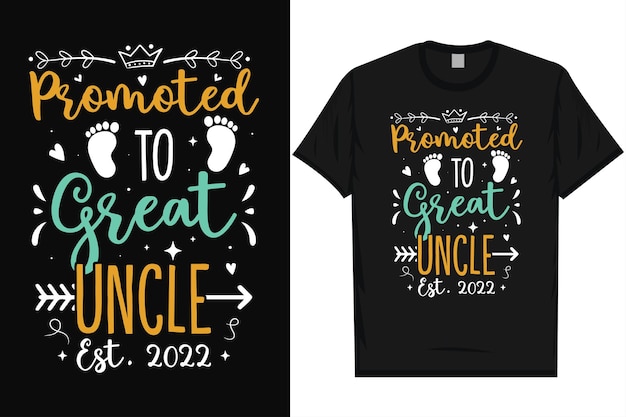 Promovido a tío abuelo feliz día del padre tipografía diseño de camiseta