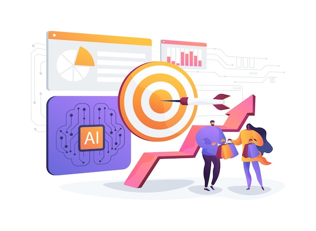 Pronóstico de tendencias de ventas con ilustración vectorial de conceptos abstractos de IA