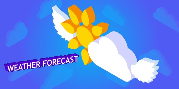 Pronóstico del tiempo icono de diseño isométrico Vector web ilustración 3d concepto colorido
