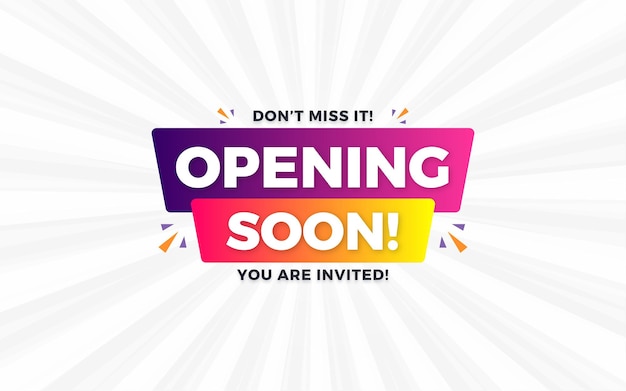 Pronto se abrirá un cartel de venta con una plantilla de diseño de banner de venta con efecto de texto editable en 3D