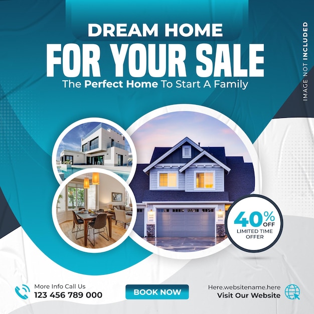 Propiedad inmobiliaria casa propiedad venta redes sociales póster apartamentos de lujo venta anuncios de Instagram banner