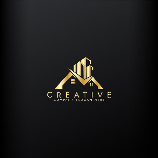 Propiedad negocio logotipo dorado torre modelo de logotipo de bienes raíces modelo de diseño de lujo vector elegante