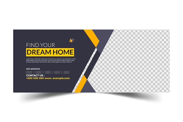 Propiedad de venta de casas modernas y redes sociales corporativas Diseño de plantillas de portada de Facebook y banner web
