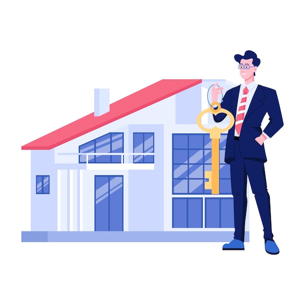 Propietario de una casa con una ilustración de estilo de piso clave