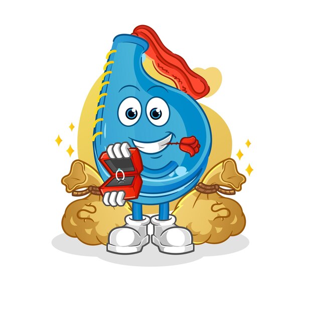 Proponer almohadilla de patada con anillo. vector de mascota de dibujos animados