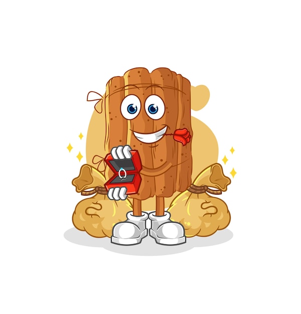 Proponer canela con vector de mascota de dibujos animados de anillo