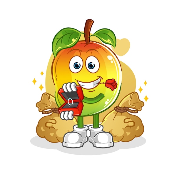 Proponer Mango con anillo. vector de mascota de dibujos animados