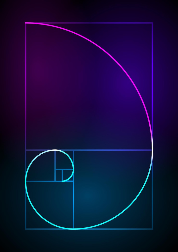 Vector proporción áurea proporciones tradicionales icono vectorial espiral de fibonacci ilustración vectorial eps 10 diseño de estilo minimalista formas geométricas círculos diseño futurista fondo vectorial abstracto