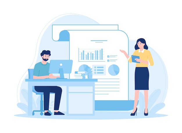 Proporcionar direcciones de trabajo tendencia concepto ilustración plana