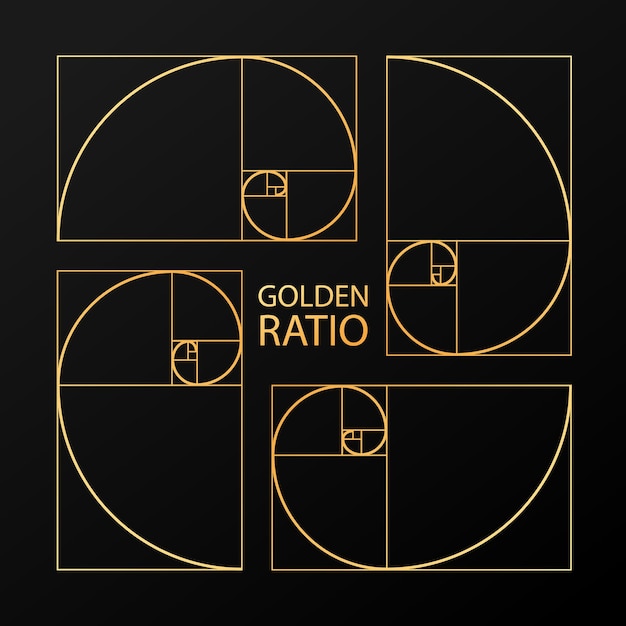 Vector proporciones de la sección de la ración patrón vectorial en proporción áurea ilustración de fibonacci. geometría abstracta.