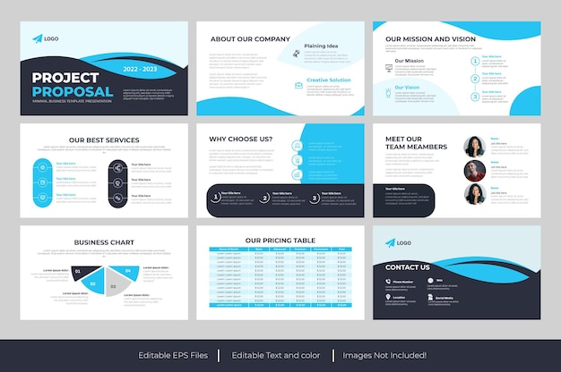 Vector propuesta de negocio y propuesta de proyecto plantilla de powerpoint