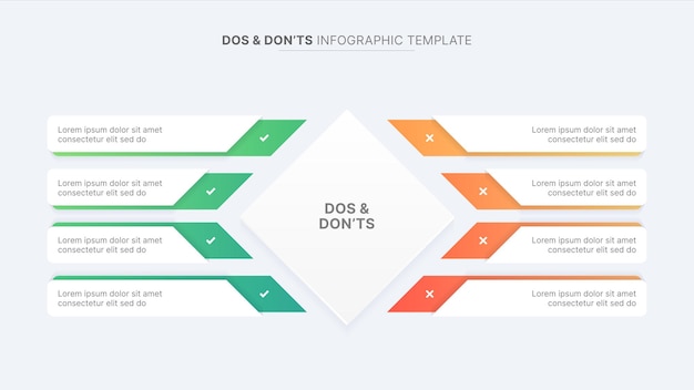 Vector pros y cons de la comparación entre los pros y los contras de la plantilla de diseño infográfico