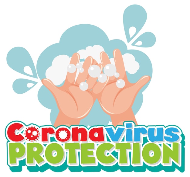 Vector protección contra el coronavirus con lavarse las manos con jabón