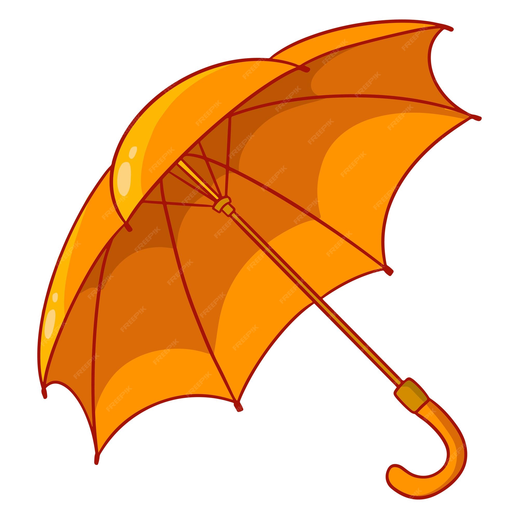 Protección contra la lluvia. paraguas naranja en estilo de dibujos animados. de vector de diseño y decoración. | Vector Premium