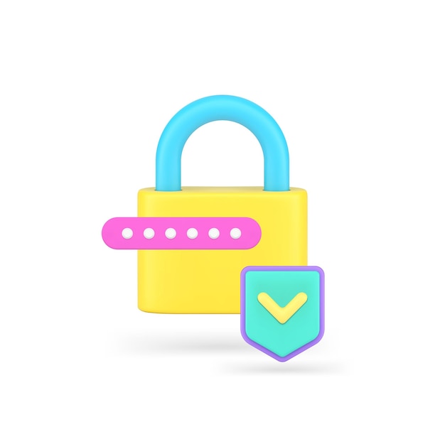 Protección de datos contraseña identificación acceso seguridad de la información icono 3D vector realista