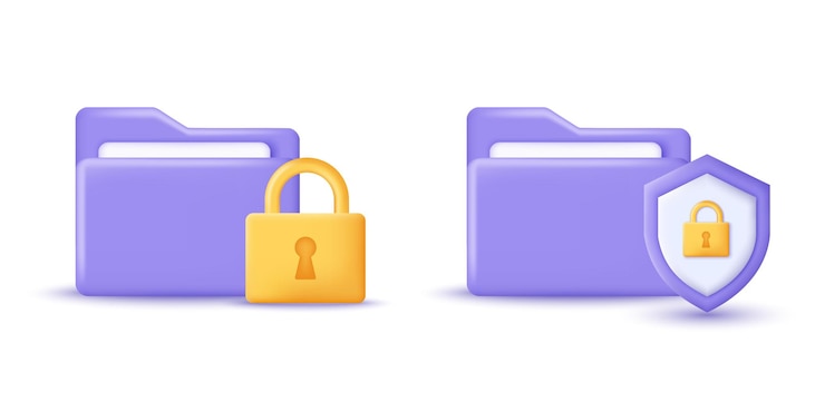 Vector protección de datos e información 3d documento con candado y escudo concepto de tecnología de seguridad y privacidad objeto 3d en fondo de renderizado vectorial aislado