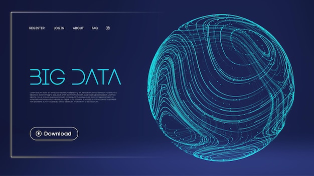 Protección de datos Ilustración digital Esfera abstracta Campo de energía Barrera tecnológica Fondo azul