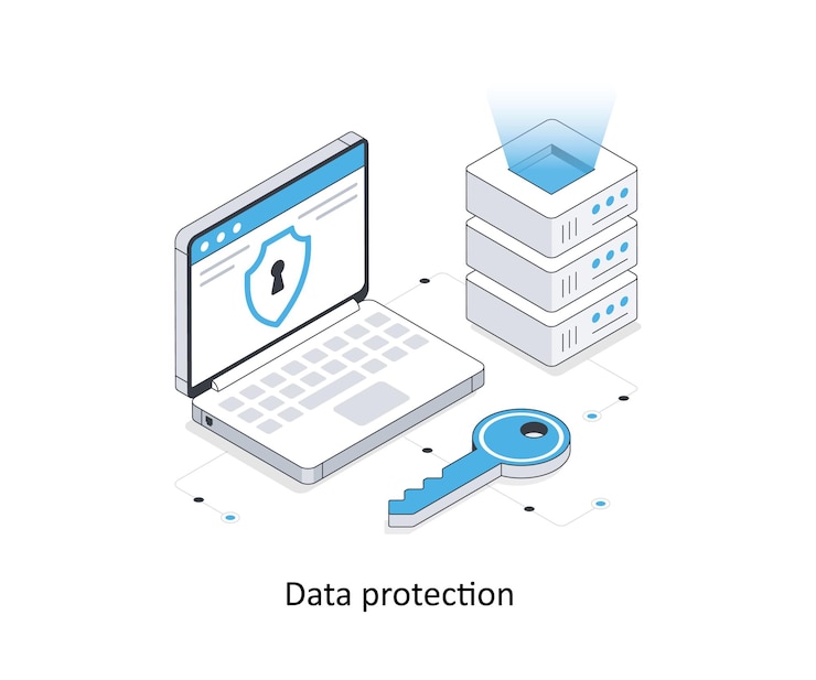 Vector protección de datos ilustración isométrica de las existencias eps ilustración de las poblaciones de archivos