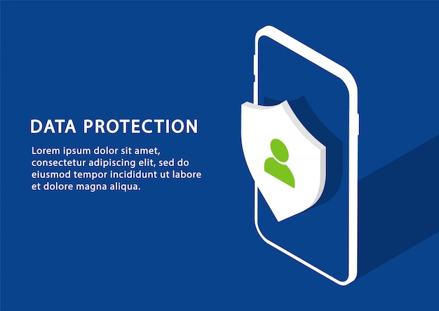 Protección de datos móviles. Protección de la privacidad en isometría. Páginas web modernas para sitios web.
