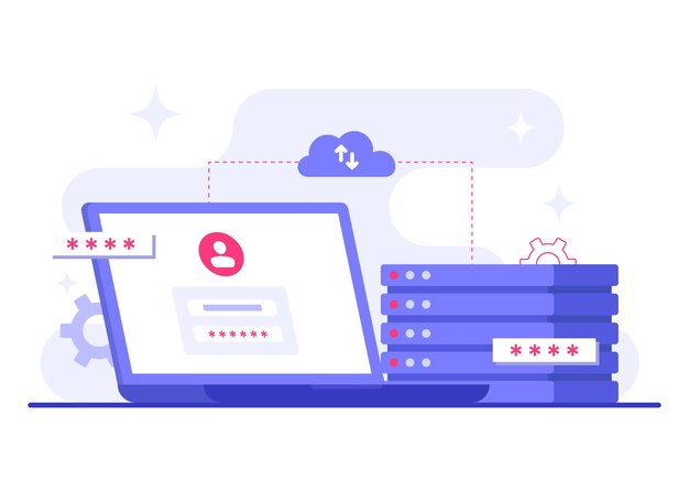 Protección de datos plantilla de ilustración de vector plano Seguridad cibernética Seguridad de la red
