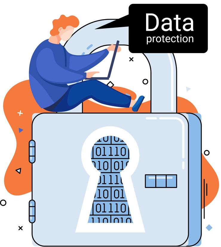 Vector protección de datos privacidad seguridad en internet gestión segura de datos proteger los datos de ataques de piratas informáticos