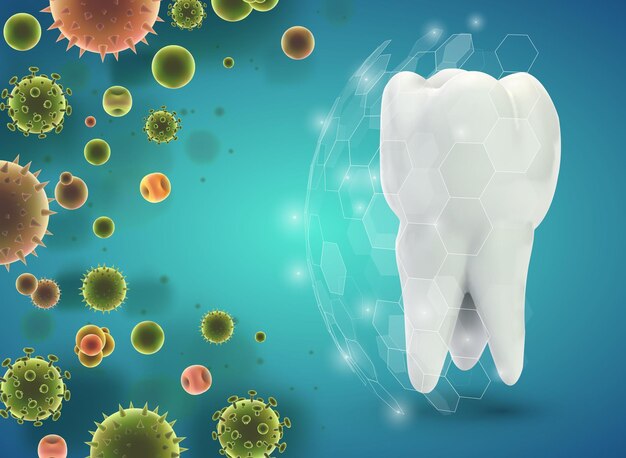 Protección de los dientes contra la plantilla vectorial de caries y enfermedades