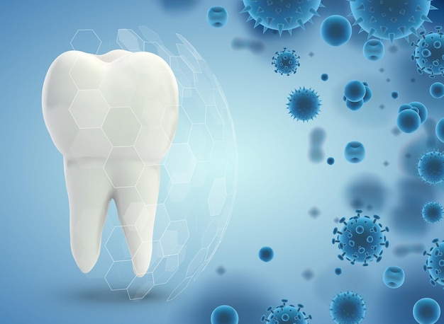 Protección de los dientes contra la plantilla vectorial de caries y enfermedades