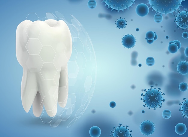 Protección de los dientes contra la plantilla vectorial de caries y enfermedades