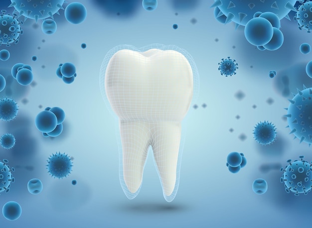 Protección de los dientes contra la plantilla vectorial de caries y enfermedades