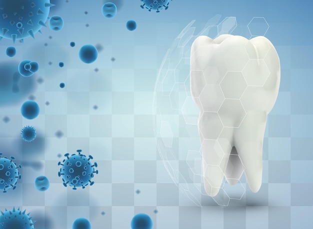 Protección de los dientes contra la plantilla vectorial de caries y enfermedades