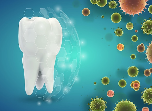 Protección de los dientes contra la plantilla vectorial de caries y enfermedades