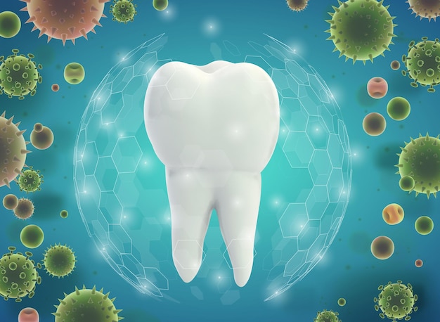 Protección de los dientes contra la plantilla vectorial de caries y enfermedades