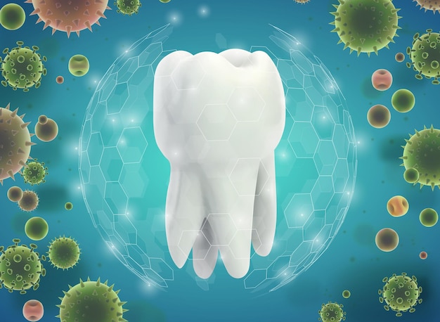 Protección de los dientes contra la plantilla vectorial de caries y enfermedades