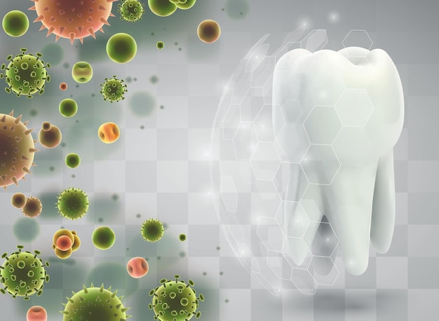 Protección de los dientes contra la plantilla vectorial de caries y enfermedades